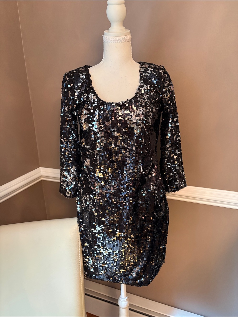 Kardashian Kollection Black Sequin Mini Dress